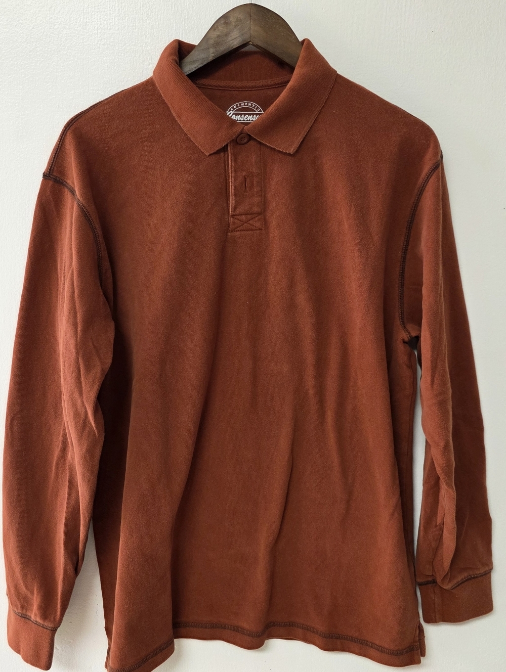 Men’s Long-Sleeve Polo in Rust
